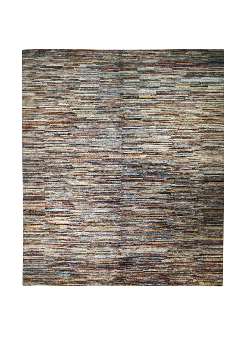 A32192 Oriental Rug Pakistani Handmade Area Transitional Tribal 8'1'' x 9'5'' -8x9- Multi-color Red Gabbeh Geometric Design