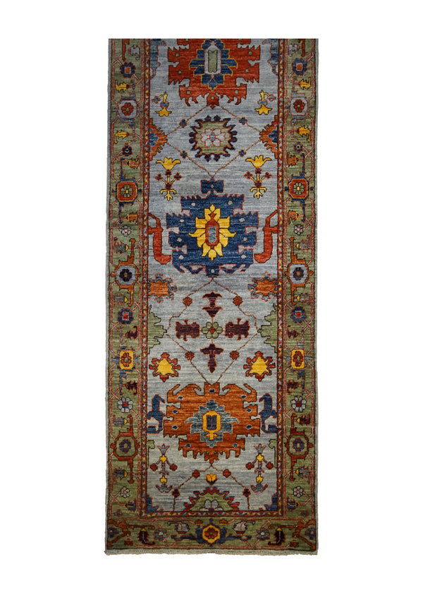 A32203 Oriental Rug Pakistani Handmade Runner Transitional Tribal 2'6'' x 15'11'' -3x16- Blue Green Ariana Floral Serapi Design