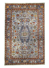 A32206 Oriental Rug Pakistani Handmade Area Transitional Tribal 5'10'' x 9'0'' -6x9- Blue Ariana Geometric Serapi Design