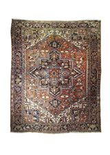 A32218 Persian Rug Heriz Handmade Area Tribal Vintage 9'1'' x 11'5'' -9x11- Red Geometric Design