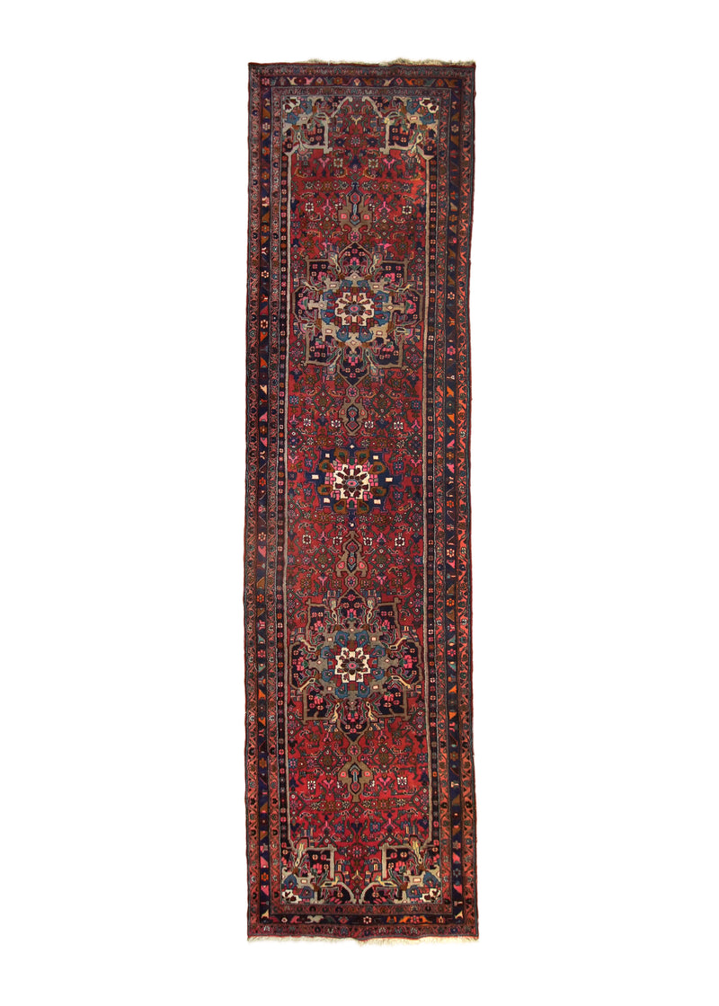 A32220 Persian Rug Hamadan Handmade Runner Tribal 4'1'' x 15'7'' -4x16- Red Floral Design.jpg