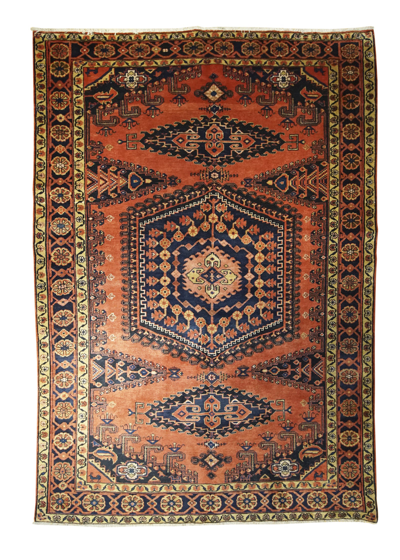 A32235 Persian Rug Viss Handmade Area Tribal 6'12'' x 10'3'' -7x10- Red Geometric Design