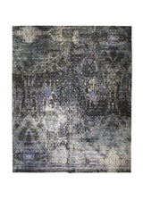 A32256 Oriental Rug Indian Handmade Area Modern 12'1'' x 15'1'' -12x15- Green Gray Purple Abstract Erased Design