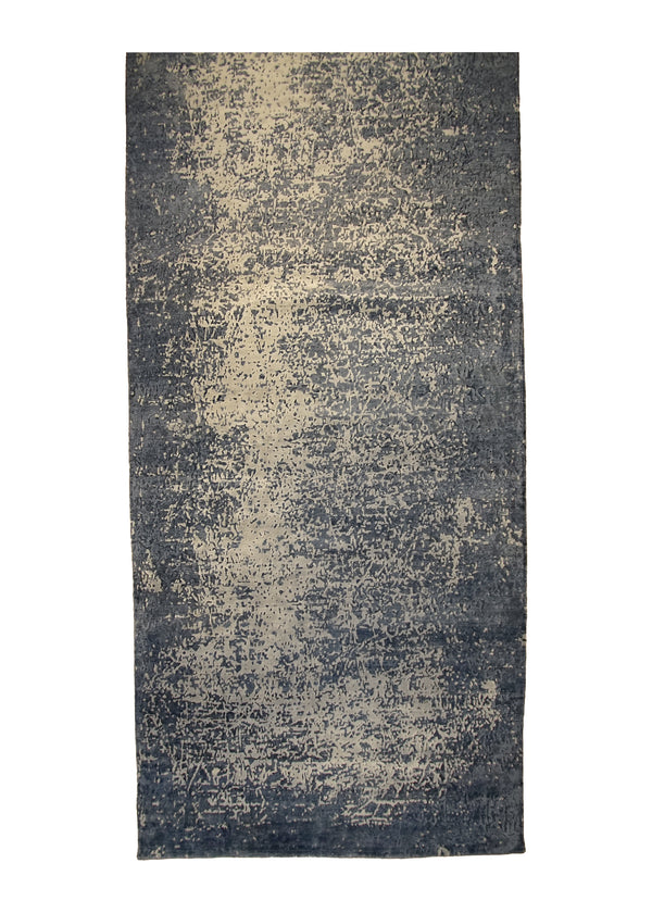 A32268 Oriental Rug Indian Handmade Runner Area Modern Neutral 5'12'' x 17'10'' -6x18- Whites Beige Blue Abstract Splatter Design