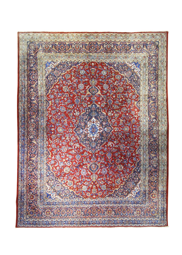 A32283 Persian Rug Mashhad Handmade Area Traditional 9'9'' x 12'9'' -10x13- Red Blue Floral Design