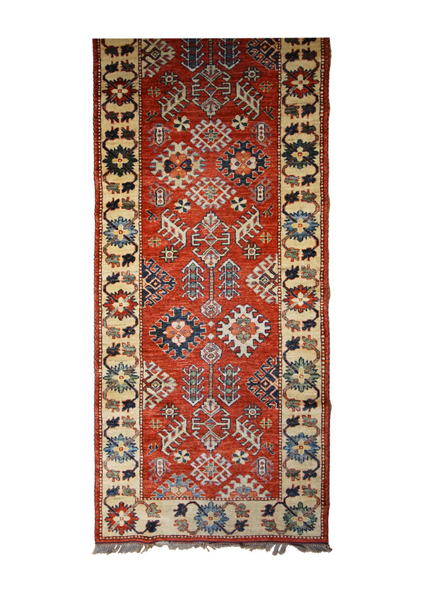 A32284 Oriental Rug Pakistani Handmade Runner Transitional Tribal 2'9'' x 14'2'' -3x14- Red Kazak Geometric Design