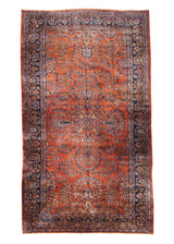 A32300 Persian Rug Sarouk Handmade Area Traditional Antique 10'2'' x 17'1'' -10x17- Red Whites Beige Floral Design