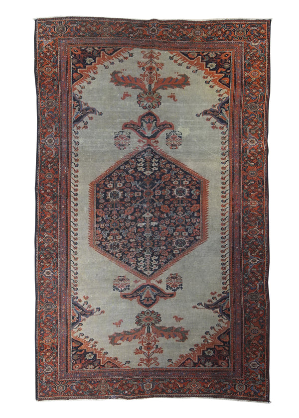 A32303 Persian Rug Sarouk Handmade Area Traditional Antique 3'10'' x 6'1'' -4x6- Whites Beige Red Geometric Design
