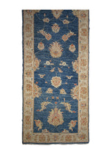 A32324 Oriental Rug Pakistani Handmade Runner Transitional 2'6'' x 8'2'' -3x8- Blue Whites Beige Antique Washed Floral Oushak Design
