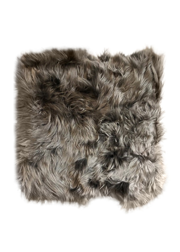 A32333 Native American Rug Peru Handmade Pillow Tribal Neutral 0'12'' x 1'0'' -1x1- Gray Fur Shag Design