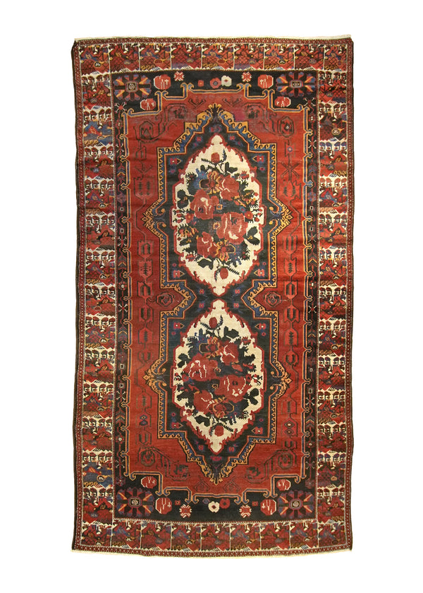 A32345 Persian Rug Bakhtiari Handmade Area Antique Tribal 6'3'' x 11'7'' -6x12- Red Floral Gol Farang Design