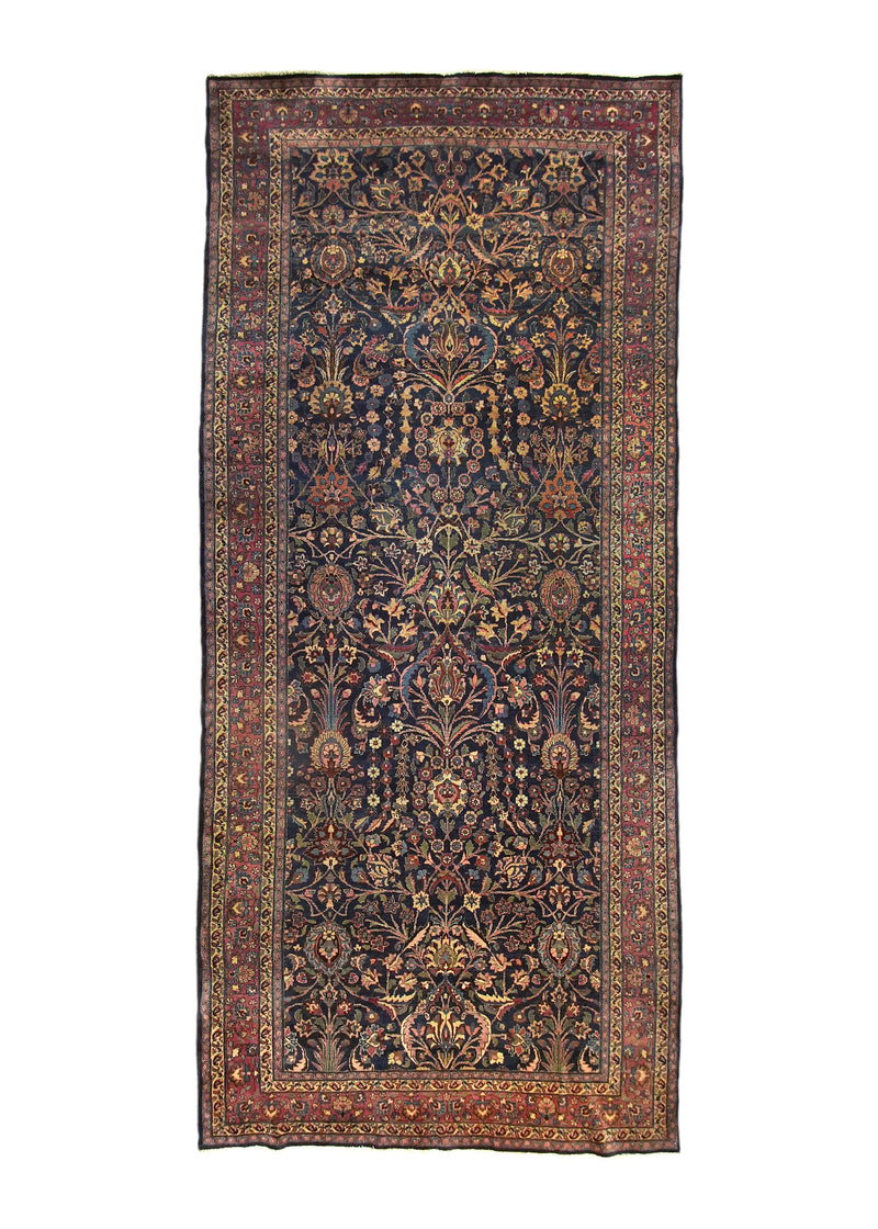 A32353 Persian Rug Dorokhsh Handmade Runner Traditional Antique 6'10'' x 15'2'' -7x15- Blue Red Floral Design.jpg