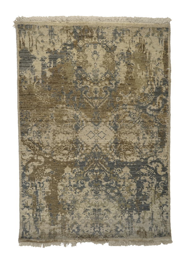A32390 Oriental Rug Indian Handmade Area Modern Neutral 2'1'' x 3'0'' -2x3- Whites Beige Brown Gray Abstract Ersari Design