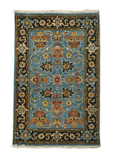 A32392 Oriental Rug Indian Handmade Area Transitional 2'0'' x 3'1'' -2x3- Blue Floral Oushak Design