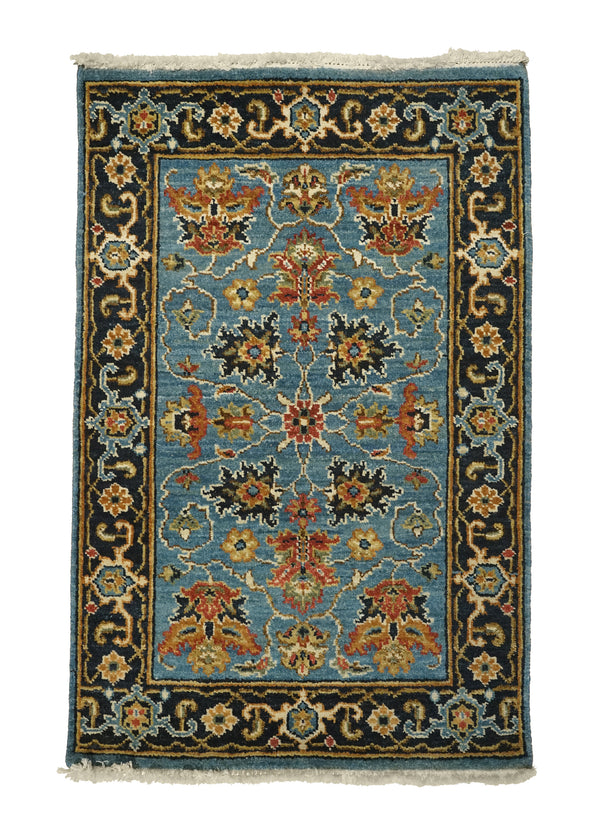 A32392 Oriental Rug Indian Handmade Area Transitional 2'0'' x 3'1'' -2x3- Blue Floral Oushak Design