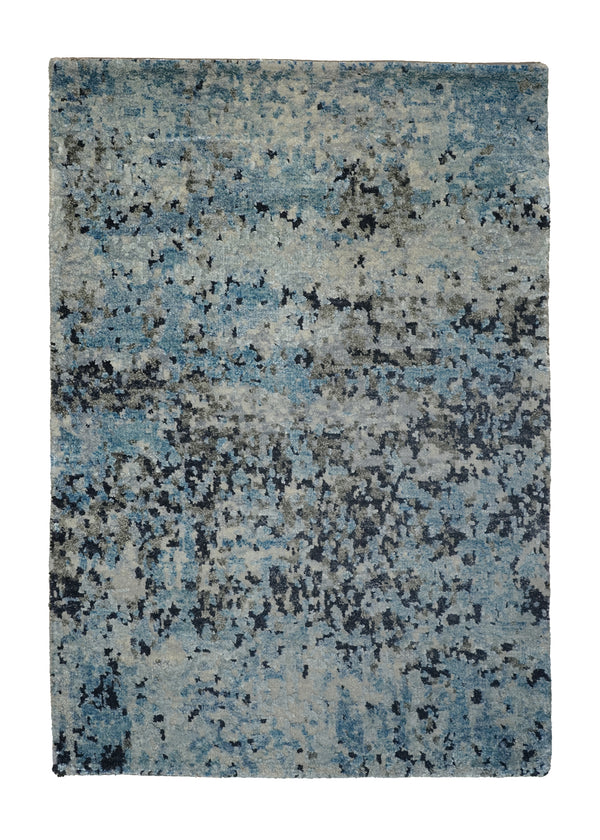 A32394 Oriental Rug Indian Handmade Area Modern 2'1'' x 3'1'' -2x3- Blue Whites Beige Abstract Splatter Design