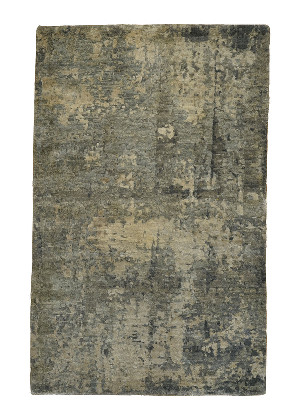 A32397 Oriental Rug Indian Handmade Area Modern Neutral 2'0'' x 3'0'' -2x3- Gray Whites Beige Abstract Splatter Design
