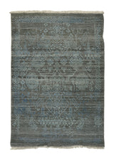 A32399 Oriental Rug Indian Handmade Area Transitional Neutral 2'0'' x 3'0'' -2x3- Gray Abstract Erased Design