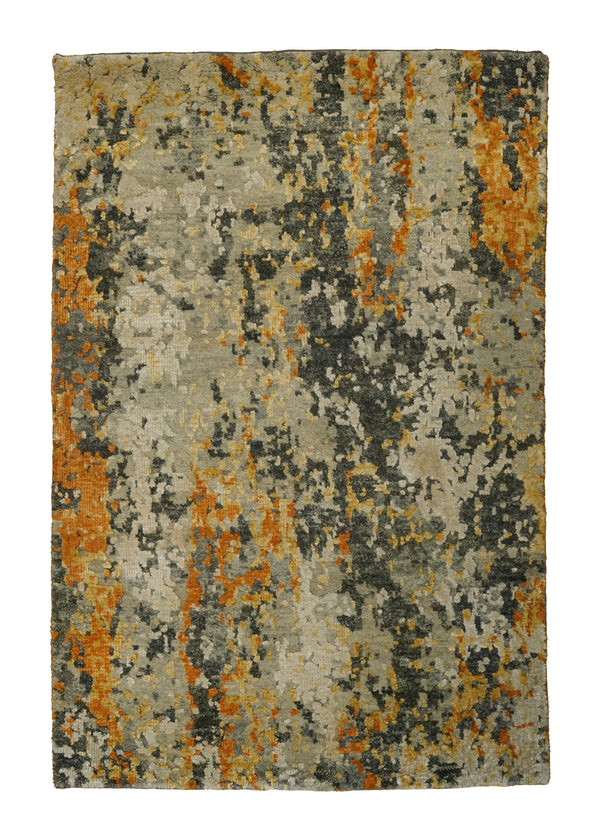 A32400 Oriental Rug Indian Handmade Area Modern 2'0'' x 3'0'' -2x3- Orange Whites Beige Gray Abstract Splatter Design