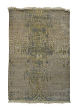 A32401 Oriental Rug Indian Handmade Area Modern Neutral 2'0'' x 3'0'' -2x3- Gray Yellow Gold Abstract Erased Design