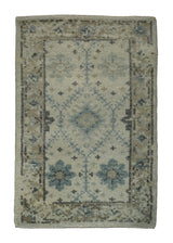 A32407 Oriental Rug Indian Handmade Area Transitional Neutral 1'10'' x 3'0'' -2x3- Whites Beige Oushak Design