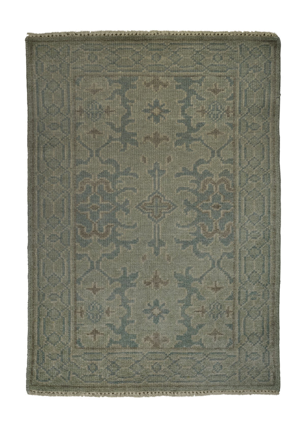 A32409 Oriental Rug Indian Handmade Area Transitional Neutral 2'2'' x 3'0'' -2x3- Whites Beige Blue Oushak Design