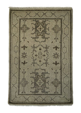 A32410 Oriental Rug Indian Handmade Area Transitional Neutral 2'1'' x 3'0'' -2x3- Whites Beige Brown Oushak Design