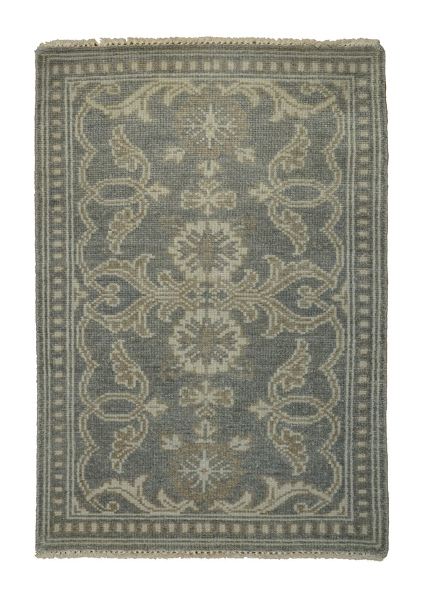 A32411 Oriental Rug Indian Handmade Area Transitional Neutral 2'0'' x 2'11'' -2x3- Gray Heriz Design