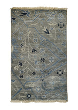 A32415 Oriental Rug Indian Handmade Area Transitional 2'0'' x 3'0'' -2x3- Gray Blue Floral Partition Design.jpg