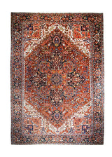 A32421 Persian Rug Heriz Handmade Area Tribal Antique 9'2'' x 13'1'' -9x13- Red Geometric Design