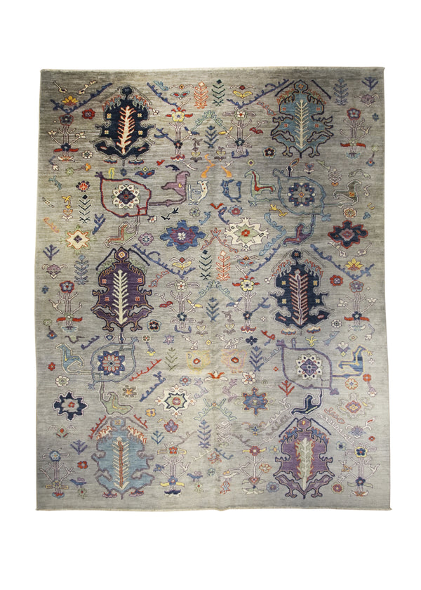 A32438 Oriental Rug Pakistani Handmade Area Transitional 9'4'' x 11'11'' -9x12- Gray Purple Oushak Geometric Design