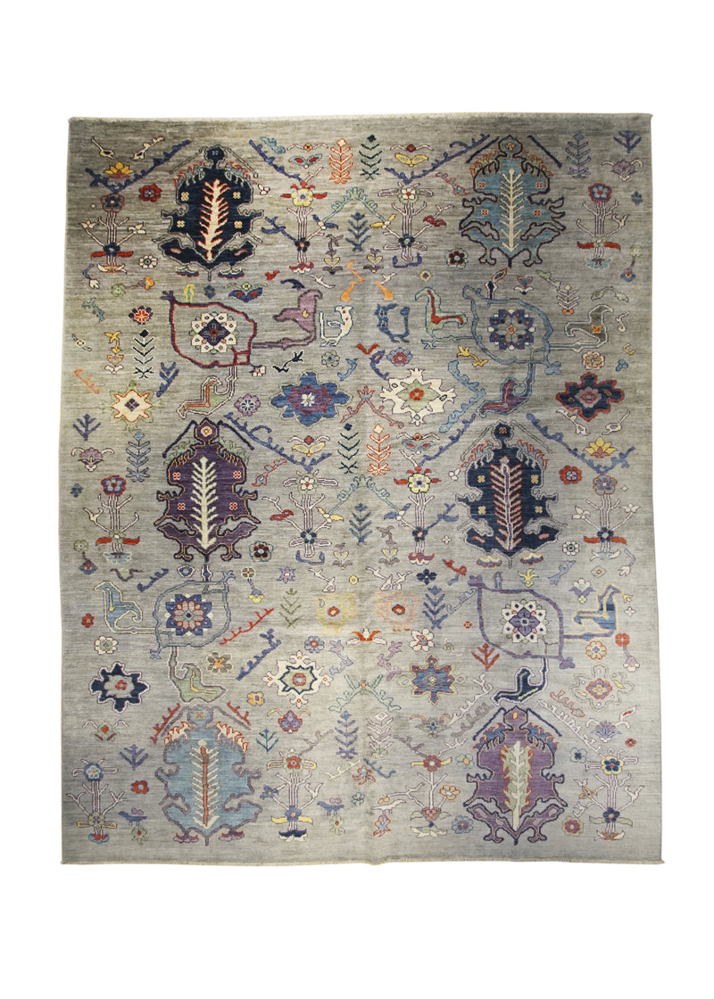 A32438 Oriental Rug Pakistani Handmade Area Transitional 9'4'' x 11'11'' -9x12- Gray Purple Oushak Geometric Design
