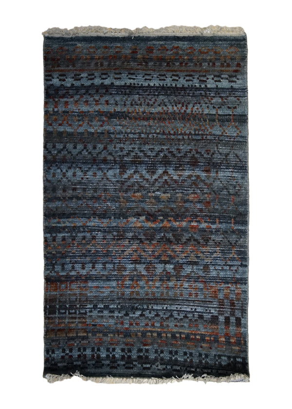 A32468 Oriental Rug Indian Handmade Area Transitional 2'0'' x 3'0'' -2x3- Gray Geometric Design
