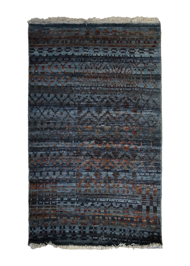 A32468 Oriental Rug Indian Handmade Area Transitional 2'0'' x 3'0'' -2x3- Gray Geometric Design