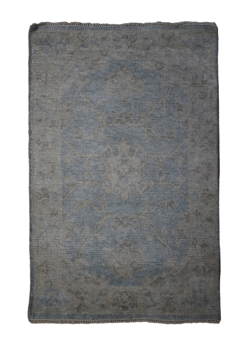 A32470 Oriental Rug Indian Handmade Area Transitional 2'0'' x 3'0'' -2x3- Blue Whites Beige Floral Oushak Design