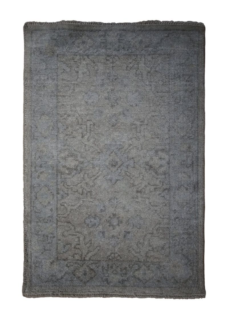 A32471 Oriental Rug Indian Handmade Area Transitional Neutral 2'0'' x 3'0'' -2x3- Whites Beige Floral Oushak Design