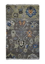 A32472 Oriental Rug Indian Handmade Area Transitional 2'0'' x 3'0'' -2x3- Whites Beige Gray Floral Partition Oushak Design