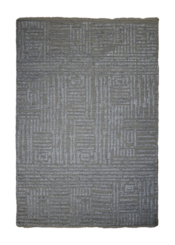 A32474 Oriental Rug Indian Handmade Area Transitional Neutral 2'0'' x 3'0'' -2x3- Gray Geometric Design
