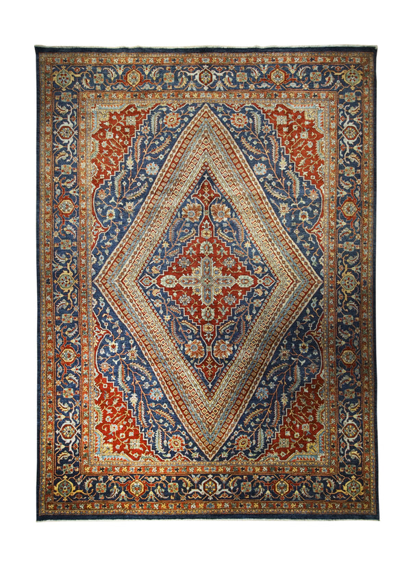 A32490 Oriental Rug Pakistani Handmade Area Transitional Tribal 8'9'' x 12'5'' -9x12- Blue Red Ariana Floral Heriz Design