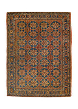 A32494 Persian Rug Azerbaijan Handmade Area Antique Traditional 6'6'' x 8'6'' -7x9- Red Blue Geometric Design