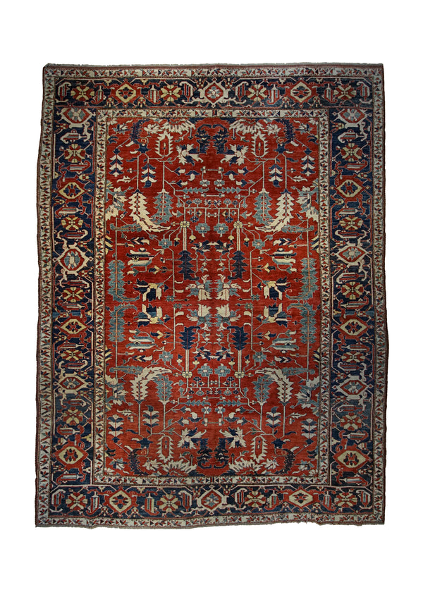 A32510 Oriental Rug Pakistani Handmade Area Tribal 8'12'' x 11'10'' -9x12- Red Geometric Heriz Design