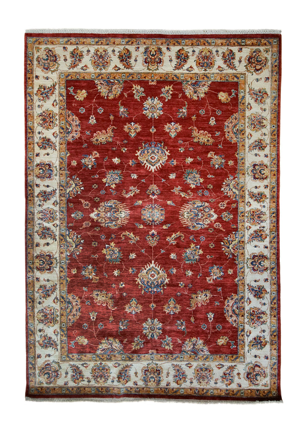 A32531 Oriental Rug Pakistani Handmade Area Transitional 5'8'' x 8'0'' -6x8- Red Antique Washed Floral Oushak Design