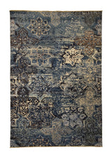 A32540 Oriental Rug Pakistani Handmade Area Transitional Neutral 6'1'' x 8'11'' -6x9- Blue Whites Beige Abstract Erased Design
