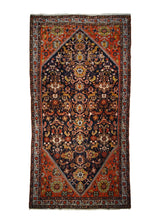 A32608 Persian Rug Malayer Handmade Area Tribal Antique 5'3'' x 9'11'' -5x10- Blue Red Geometric Design