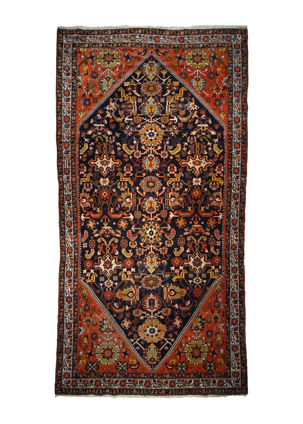 A32608 Persian Rug Malayer Handmade Area Tribal Antique 5'3'' x 9'11'' -5x10- Blue Red Geometric Design