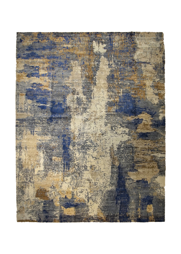 A32623 Oriental Rug Pakistani Handmade Area Modern 6'3'' x 9'0'' -6x9- Multi-color Blue Abstract Splatter Design