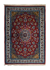 A32646 Persian Rug Isfahan Handmade Area Traditional 2'5'' x 3'5'' -2x3- Red Blue Floral Design