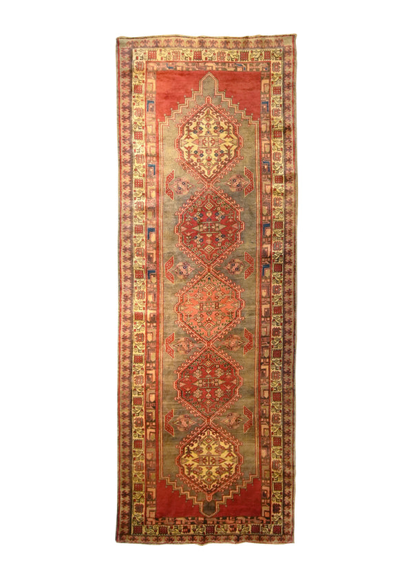 A32655 Persian Rug Sarab Handmade Runner Tribal Antique 4'0'' x 11'3'' -4x11- Red Whites Beige Geometric Design