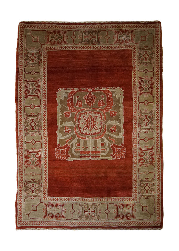 A32658 Persian Rug Bijar Handmade Area Traditional 3'7'' x 5'0'' -4x5- Red Brown Open Field Design