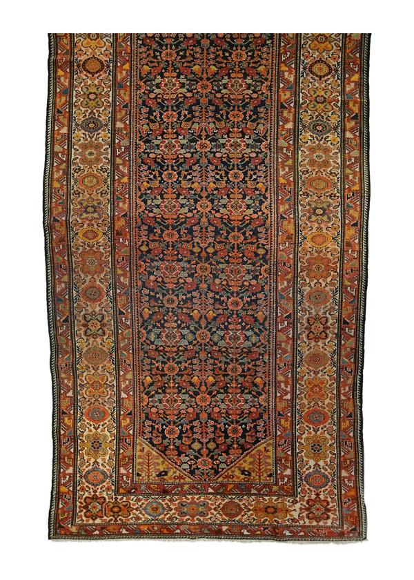 A32670 Persian Rug Malayer Handmade Area Antique Traditional 4'12'' x 10'0'' -5x10- Red Blue Geometric Design